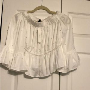NWT white pearl off the shoulder blouse size small